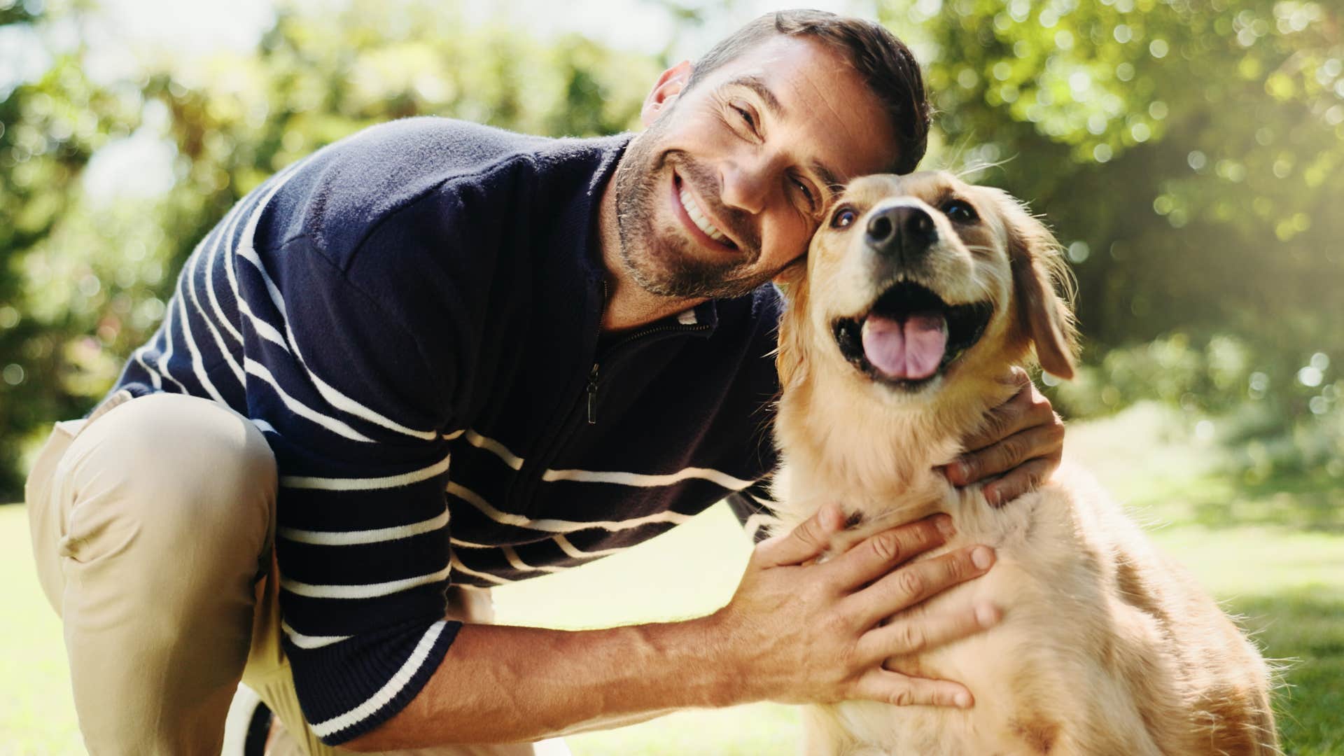 man sharing unconditional love with his dog