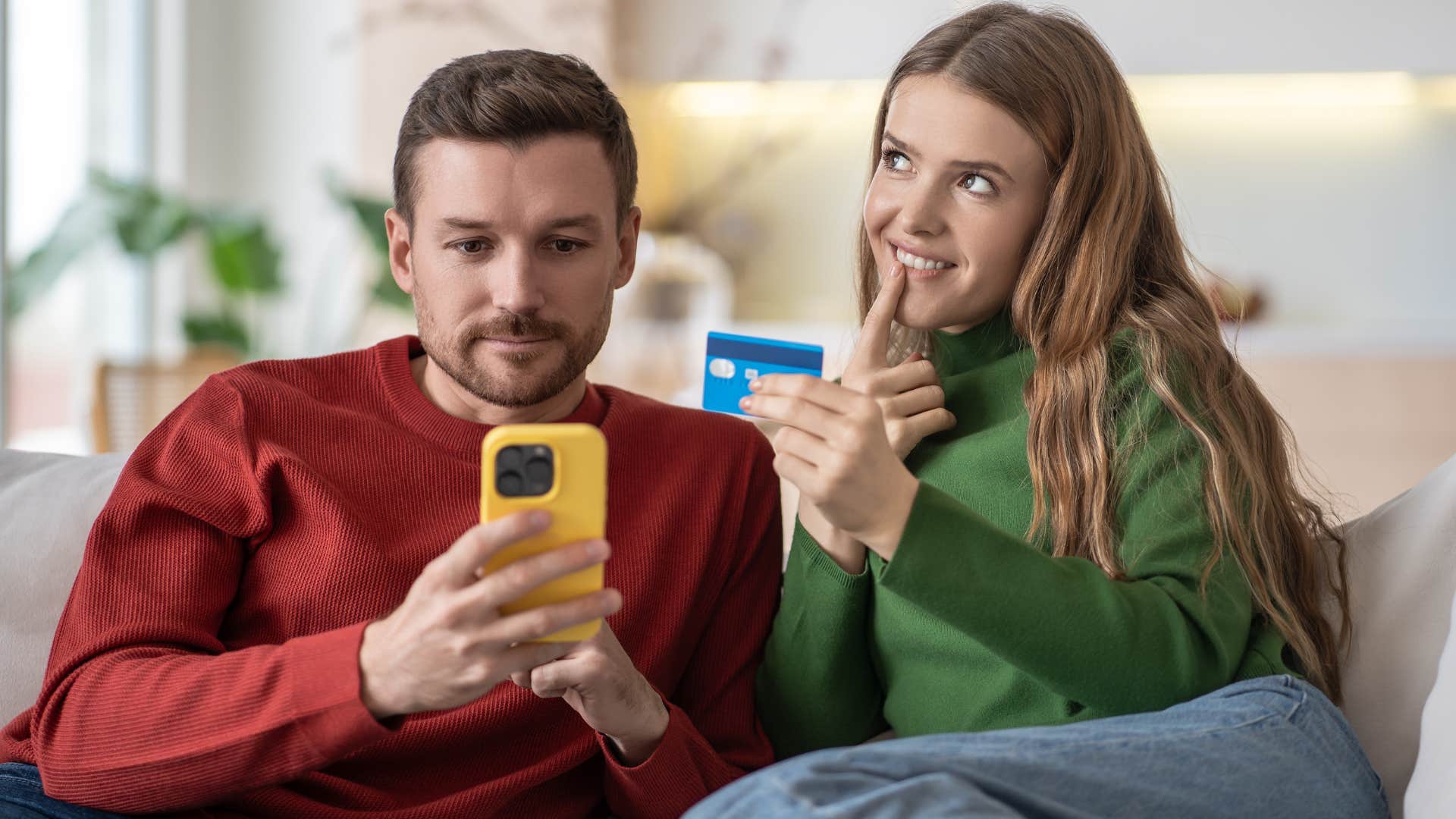 Woman thinking about convenience while buying things online.