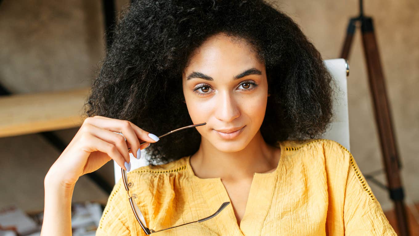 interested woman defending herself calmly