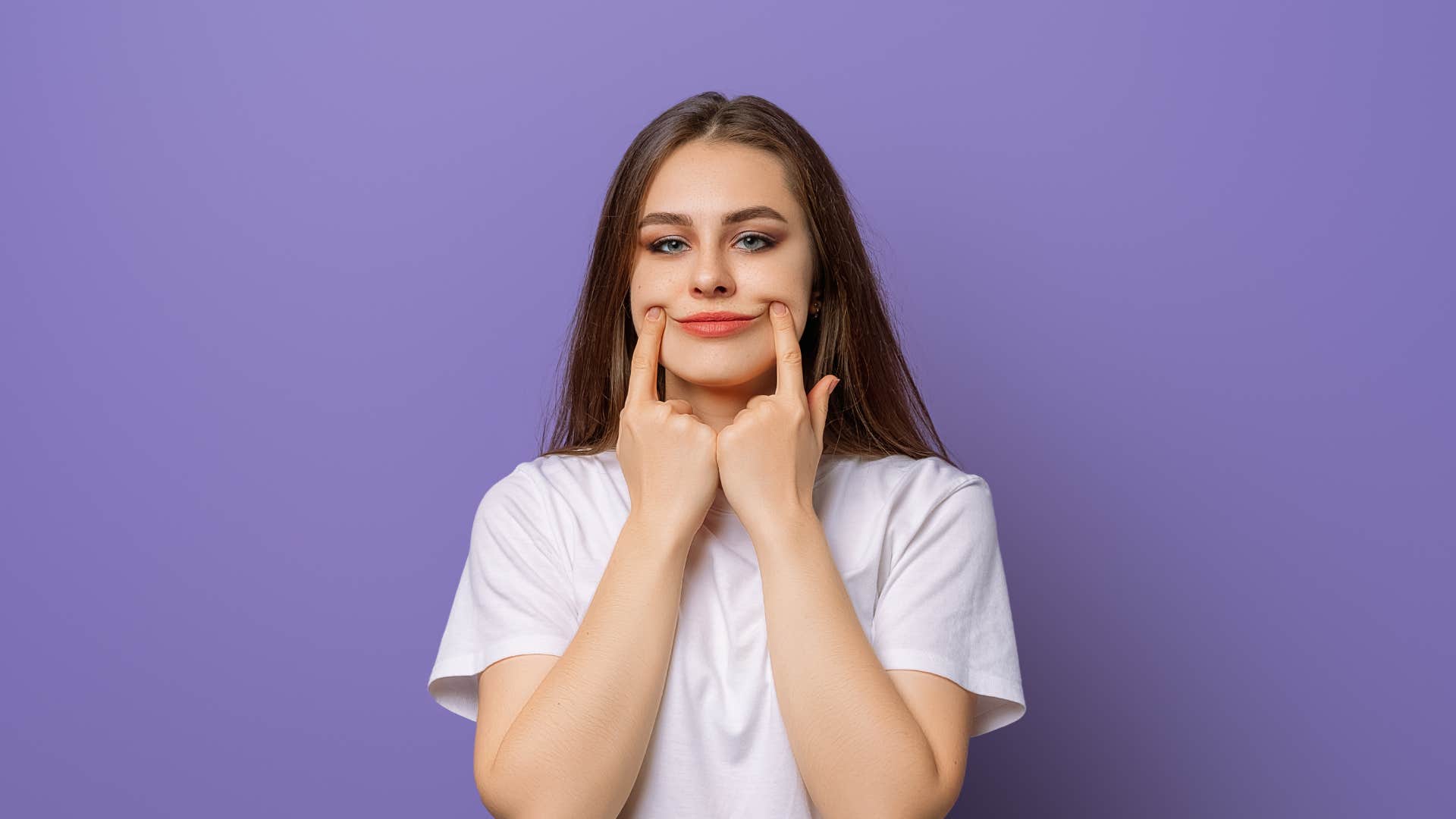 Miserable person fake happy