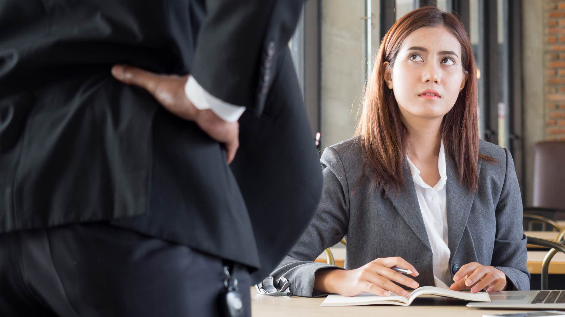 rude boss saying you should feel lucky to have this job to employee