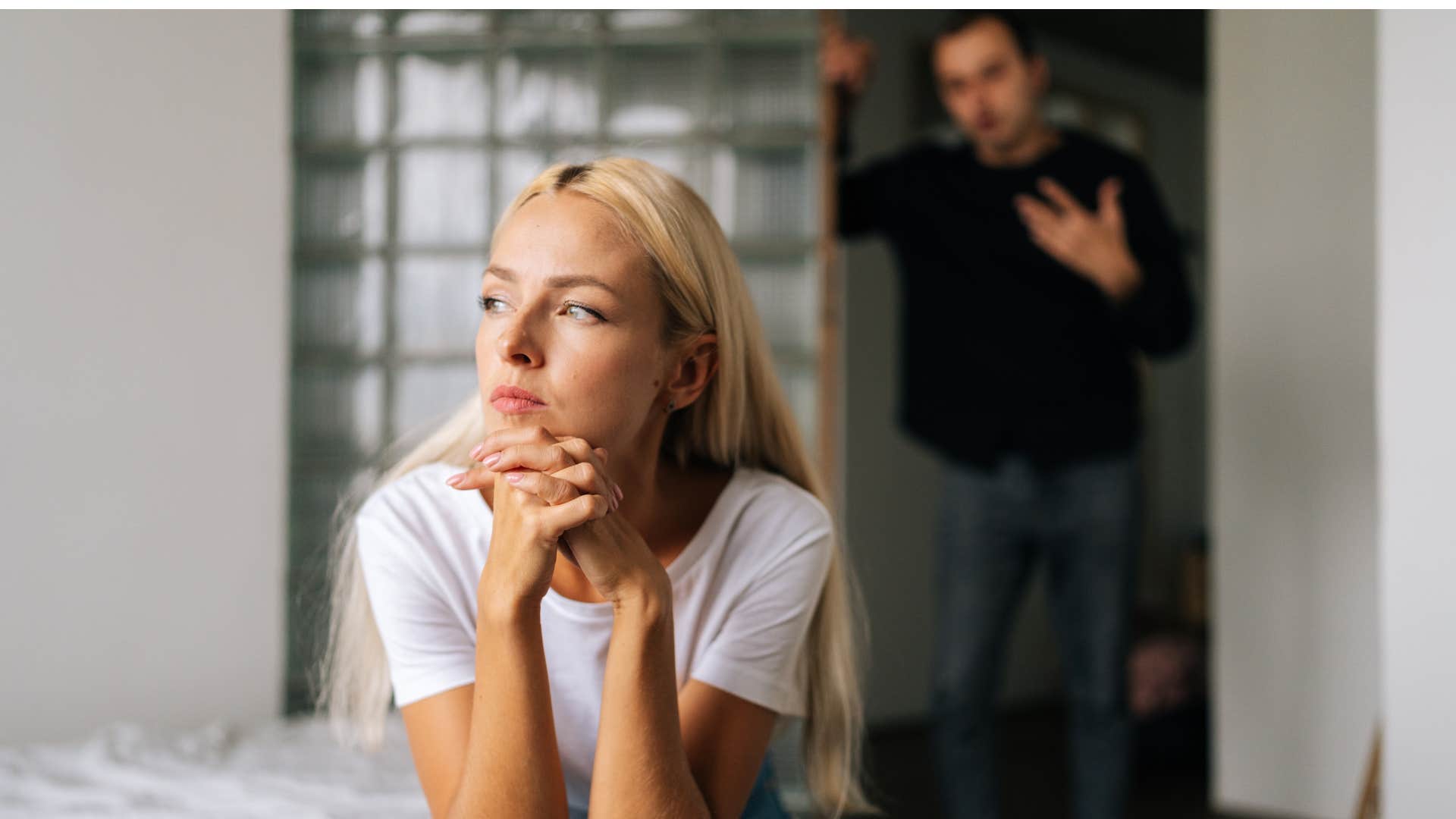man trying to express himself as woman in white thinks you wouldn't understand