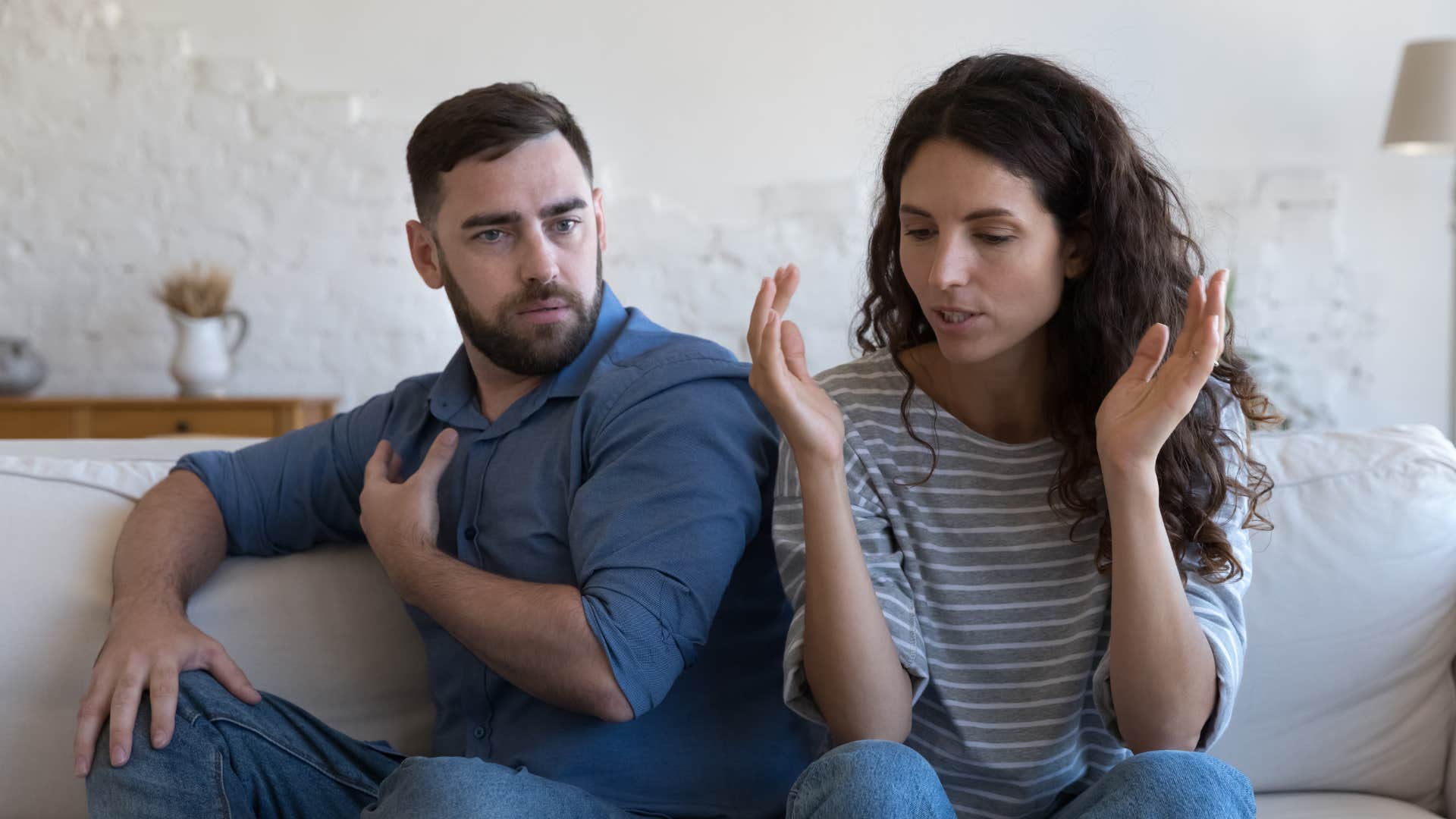 a husband tells his wife that he does not want to fight