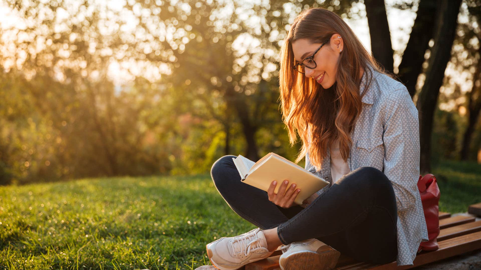 woman looking at her new notebook