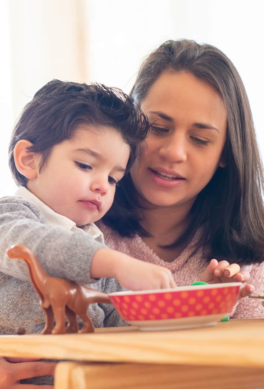 mom having tech-free time with child