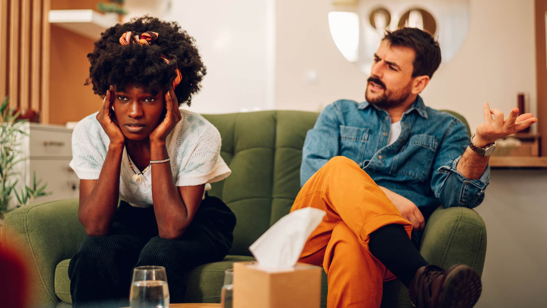 woman sees the specific signs of a man who emotionally drains her because he uses how damaged he is to excuse his poor behavior