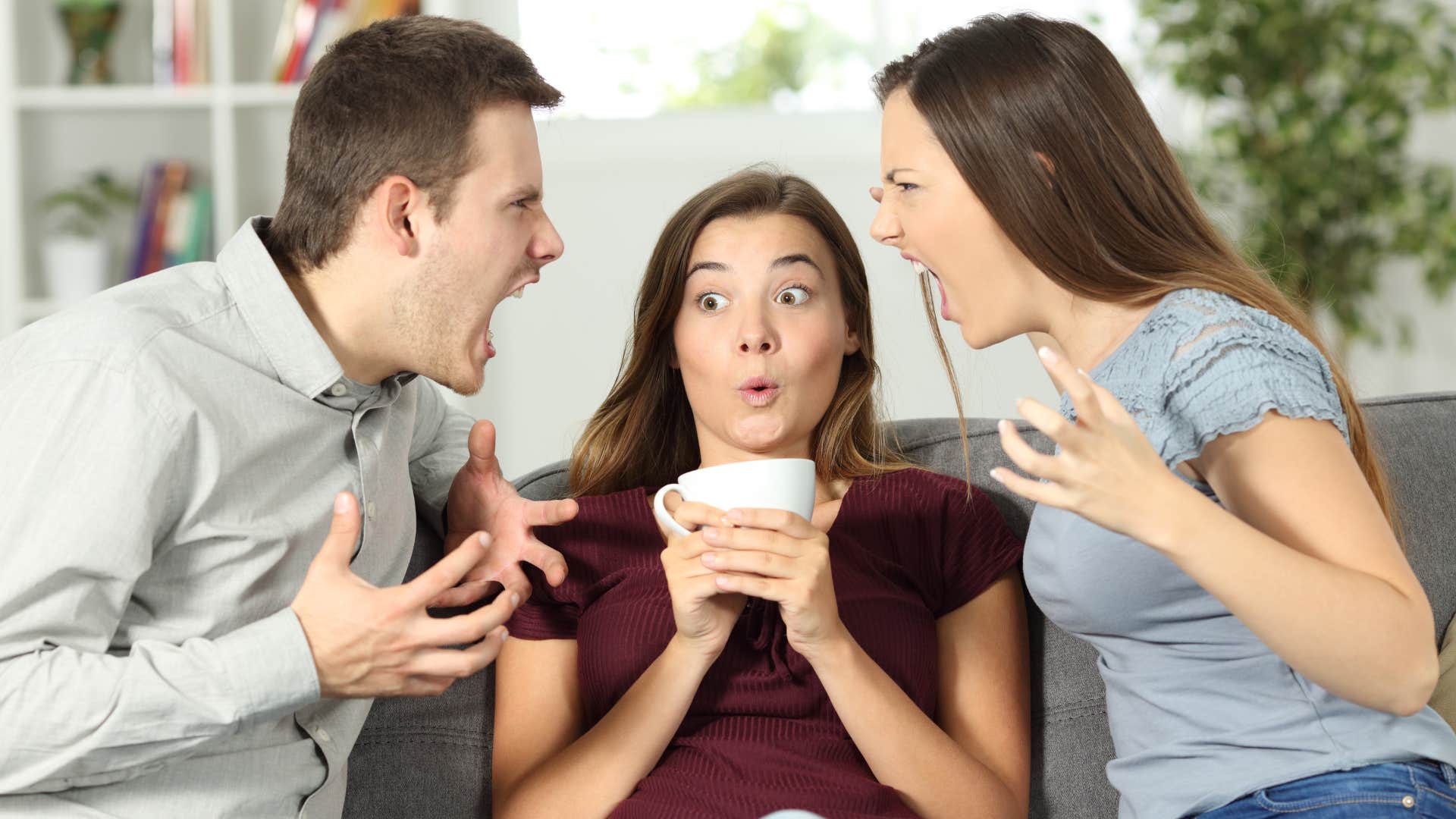 manipulative woman turning couple against each other