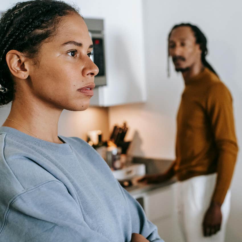 woman realizing her partner's behavior is not phase