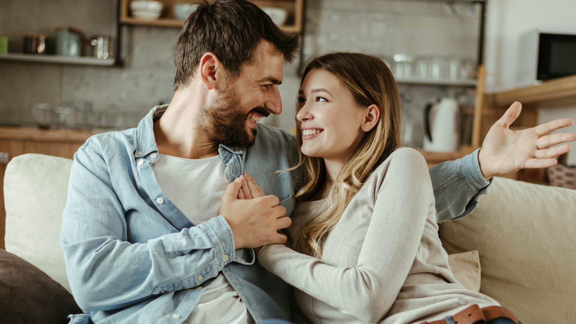 Woman saying "I still choose you" to her husband.
