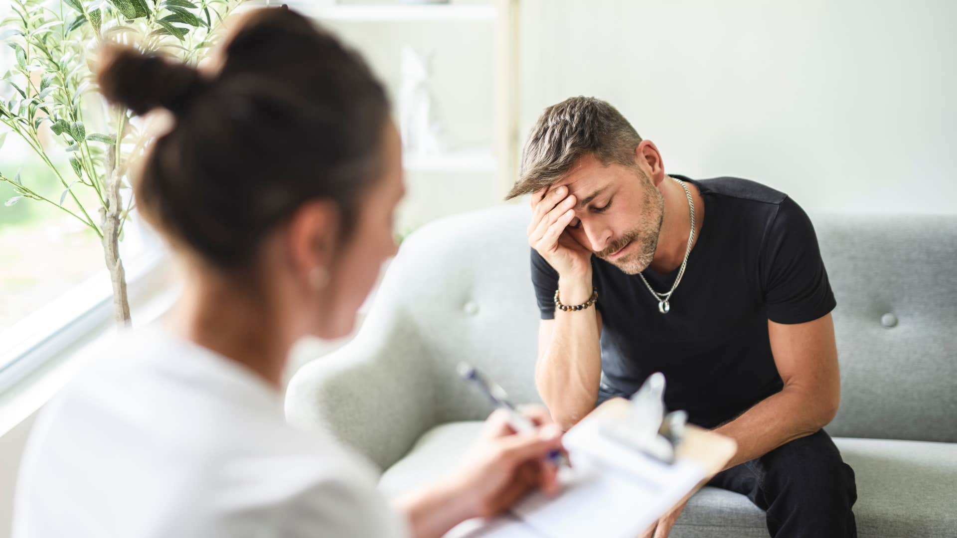 a young man goes to his therapist to talk about his mental health