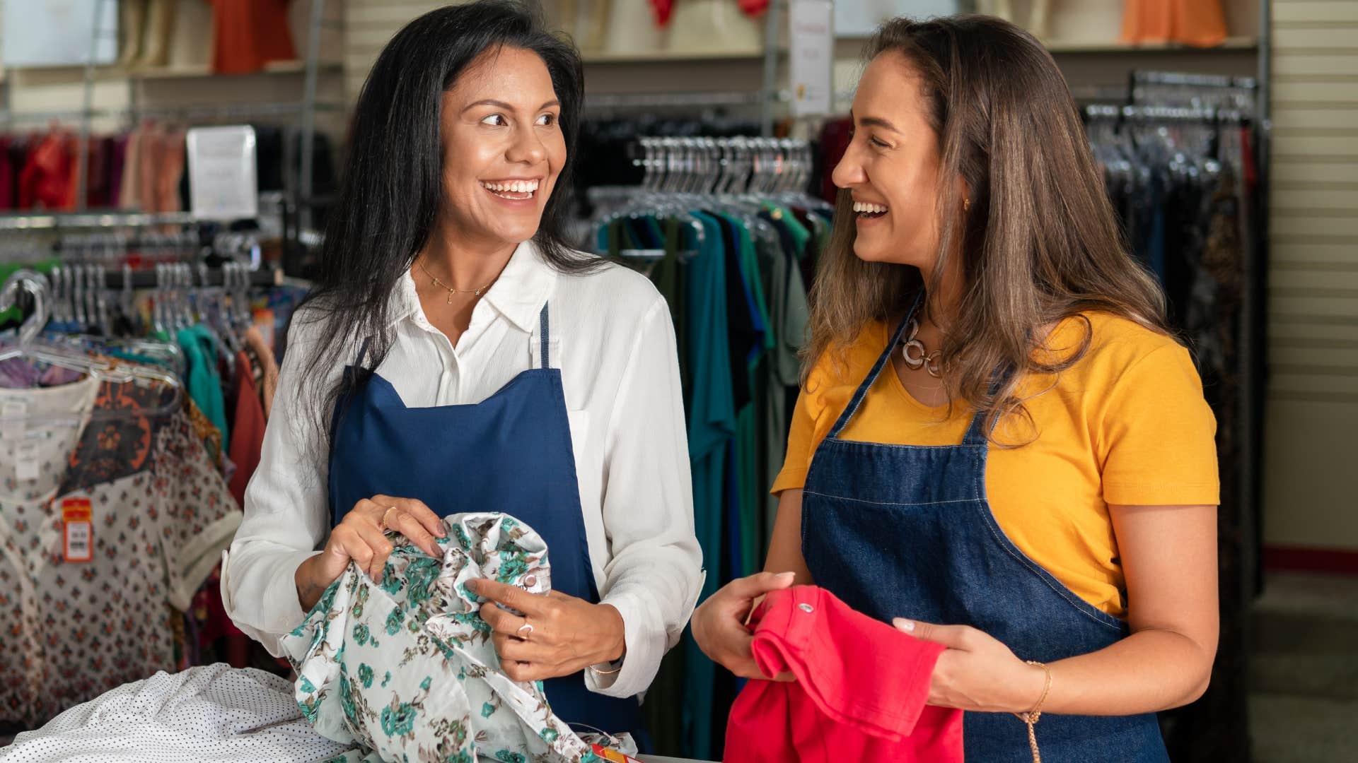 Woman smiling and seeking out small talk with a stranger.