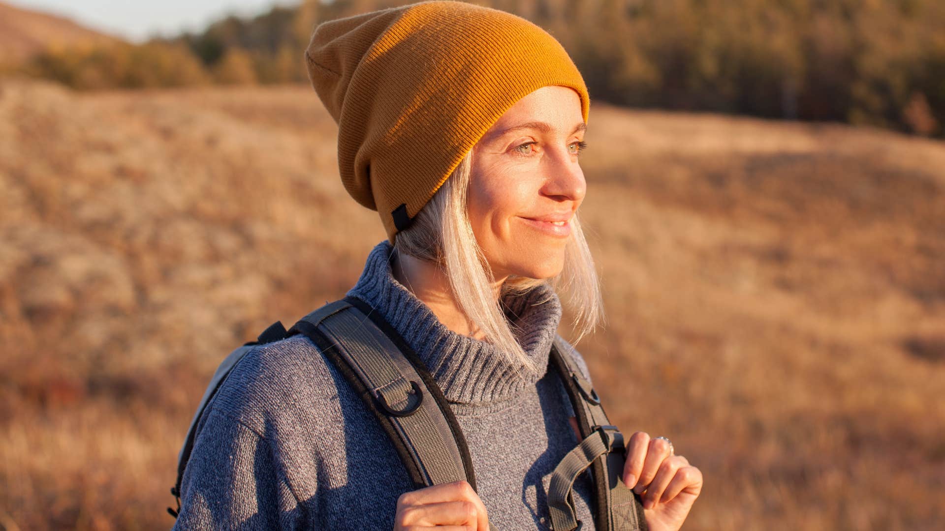 high iq woman intentionally exercising on a hike