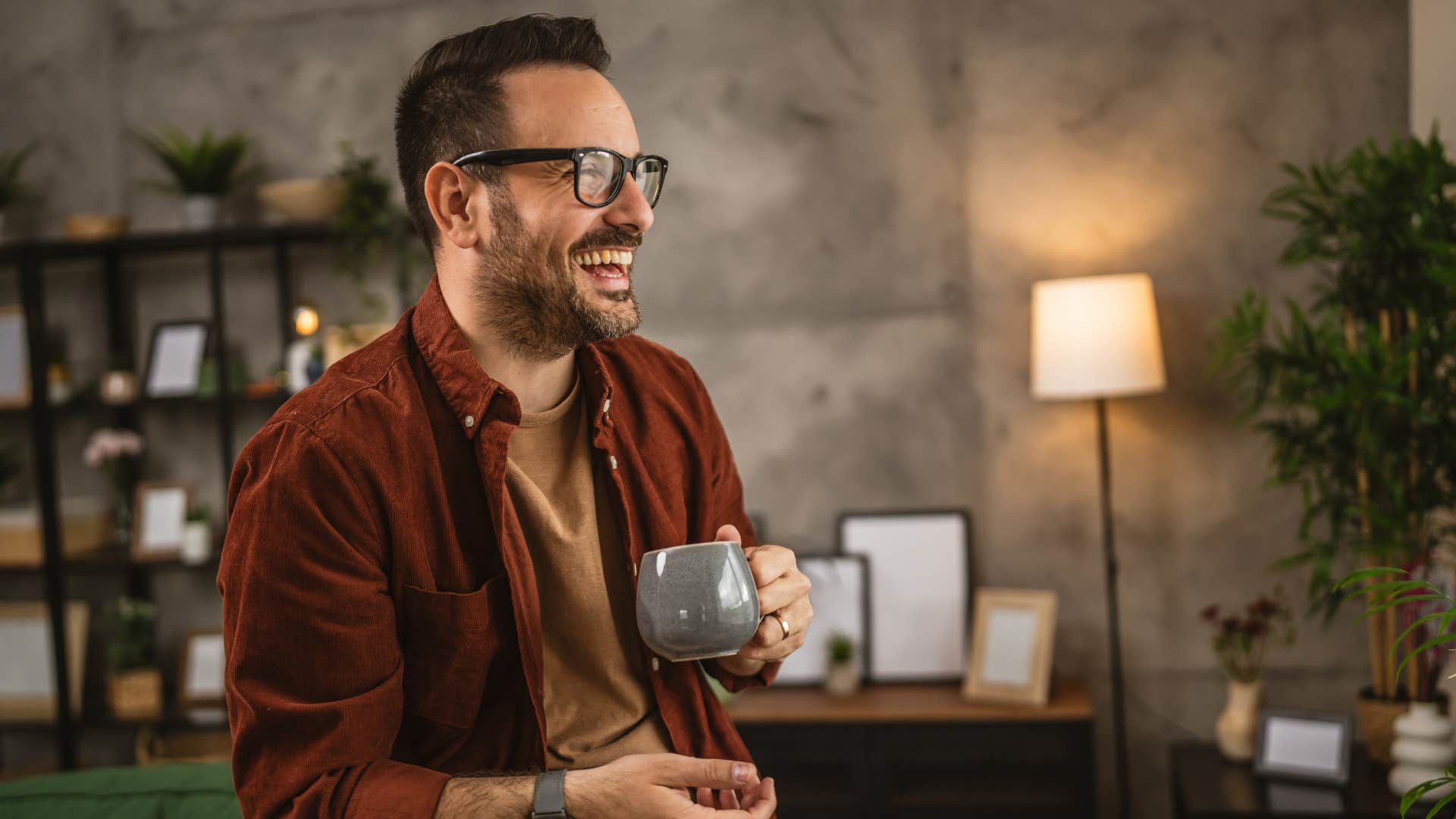 a man is content in being alone in his home