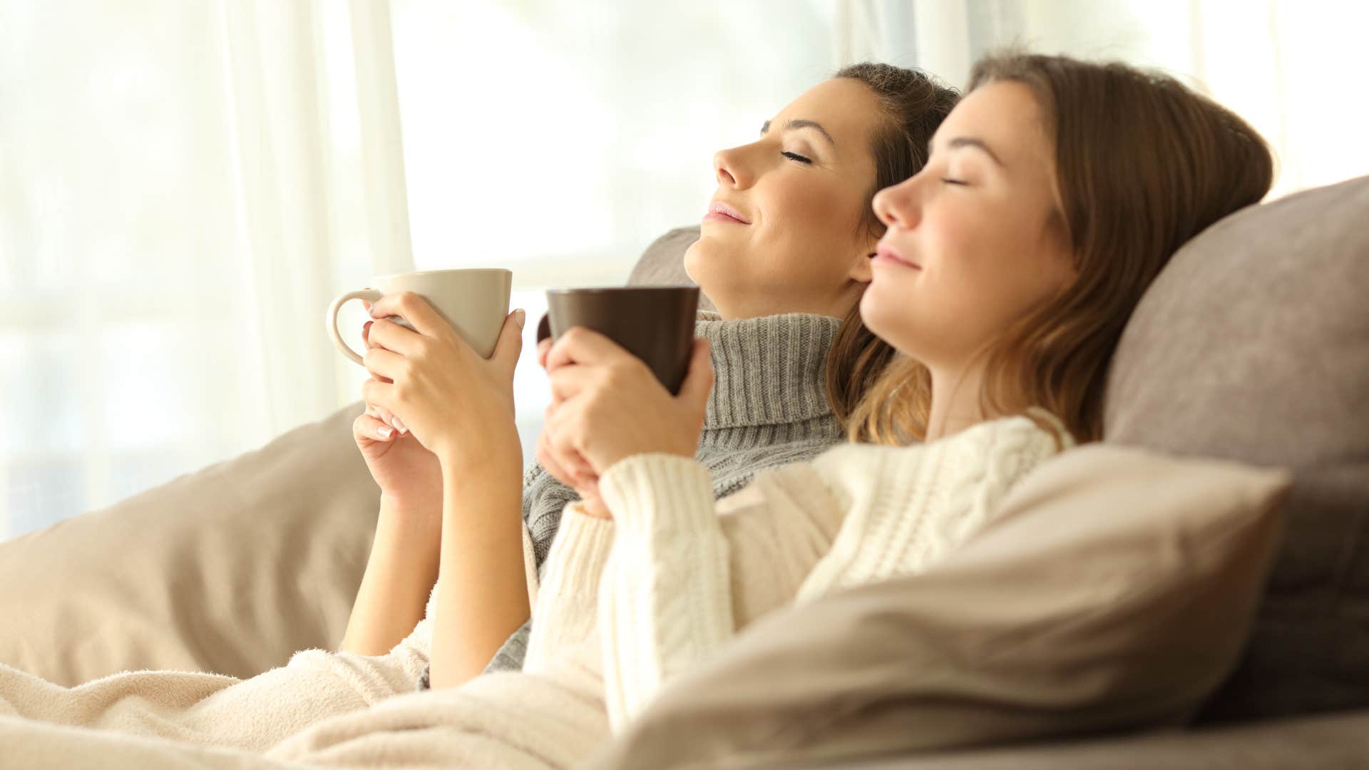 introverted woman spending quiet time with friend