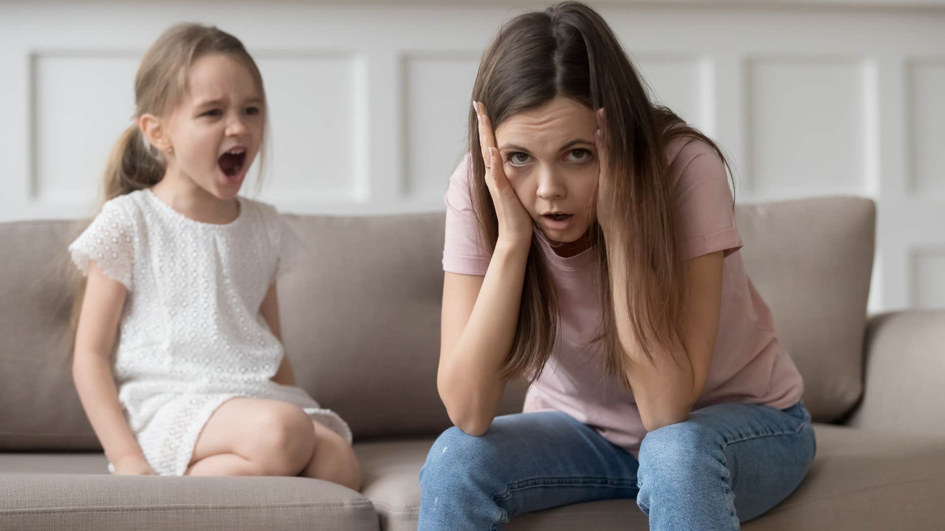 Little girl talking back to her mother.