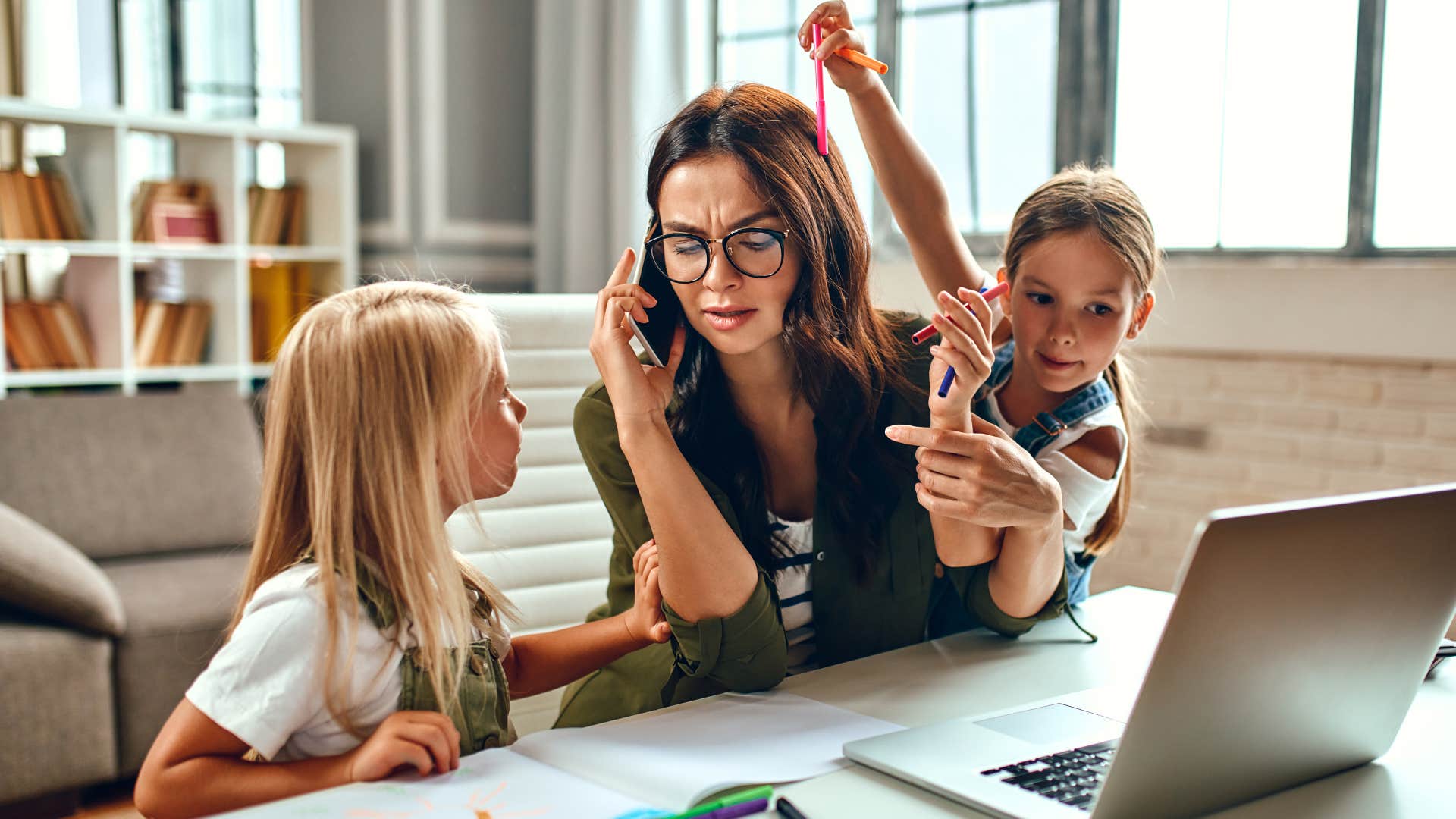 stay at home mom without personal space interrupted by kids