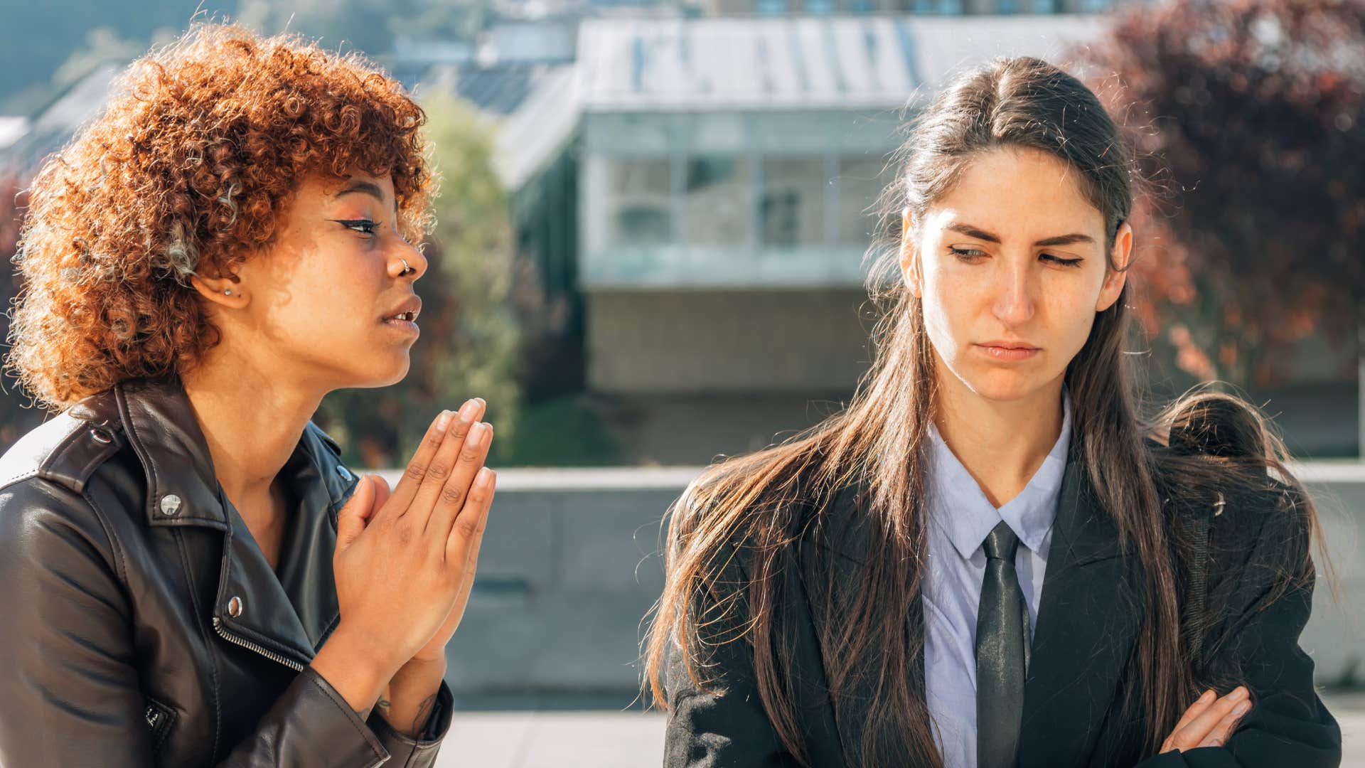 woman pleading with friend telling her i wasnt avoiding you