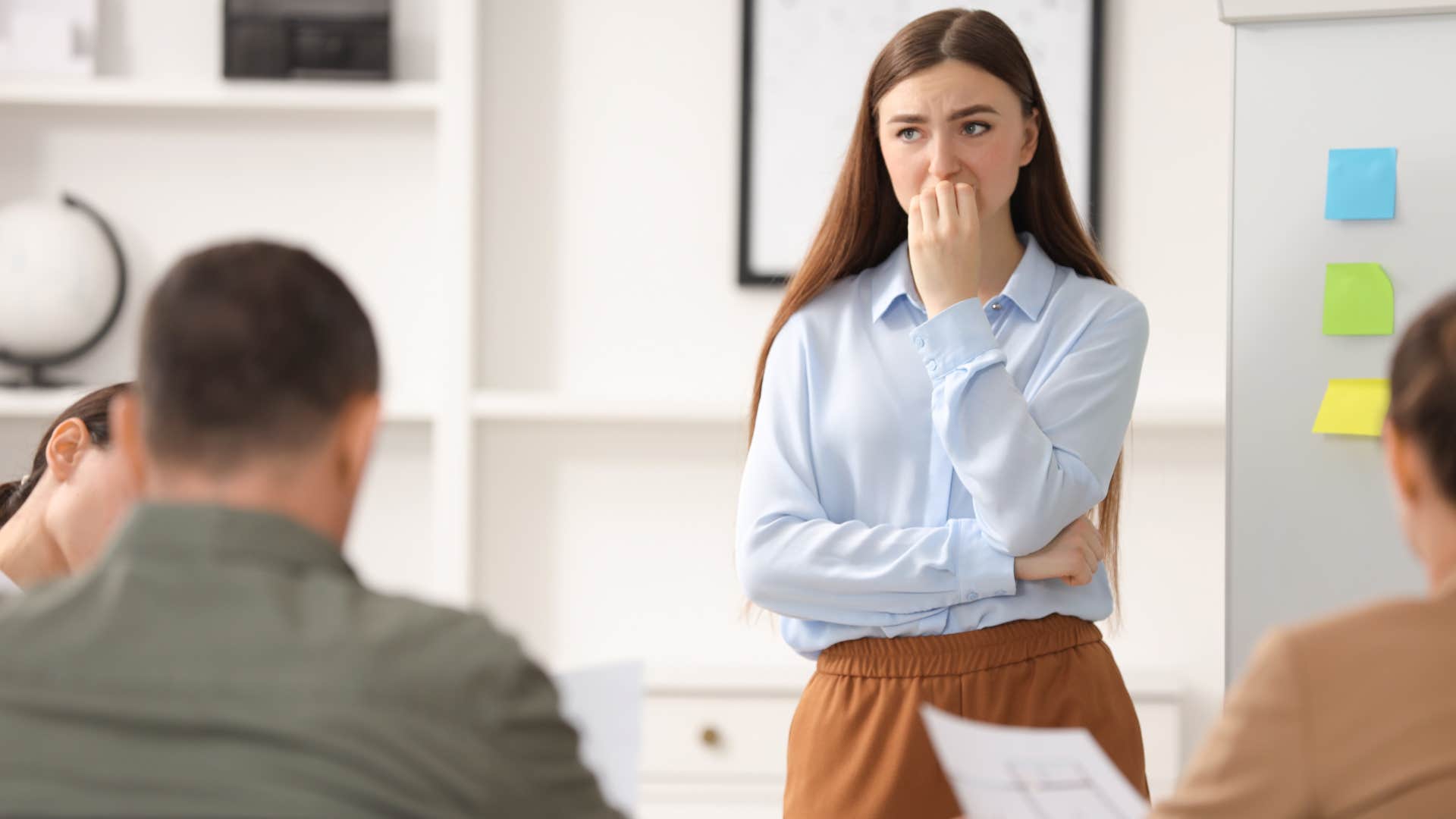 woman feeling embarrassed publicly