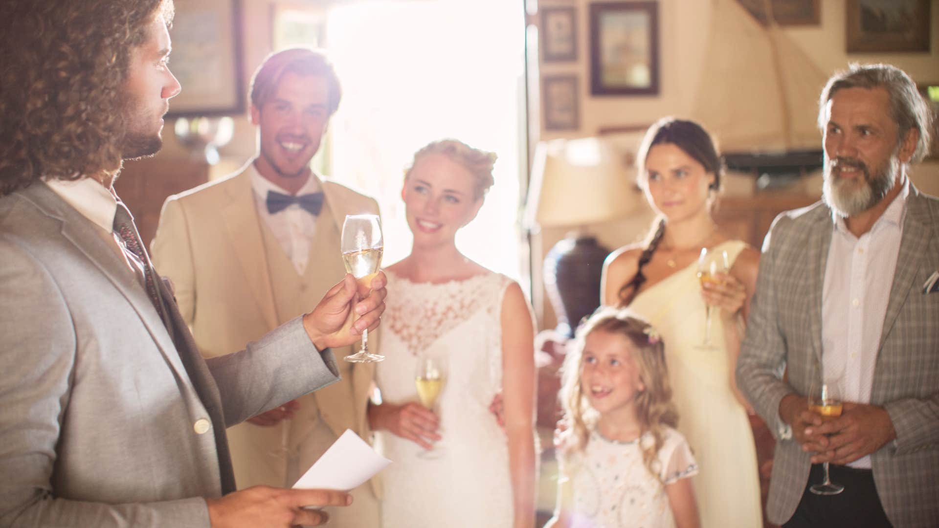 classy man who would never try a comedy routine during wedding toast