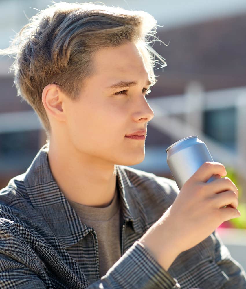 Person drinks alcohol to relax