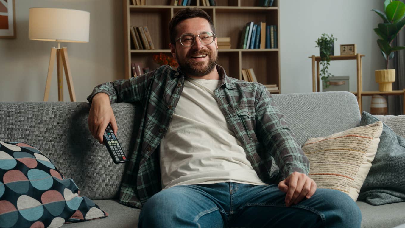 normal man binge watching tv