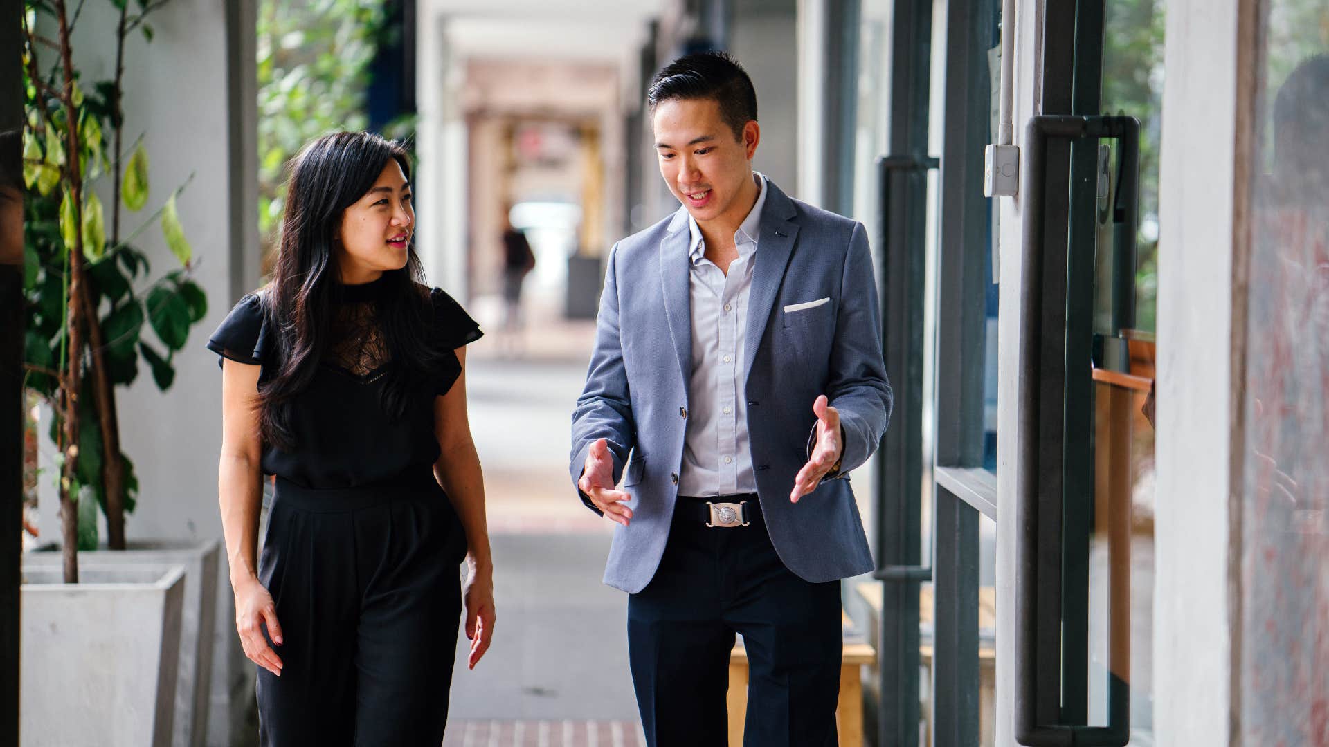 man speaking to woman and acknowledging her opinions 