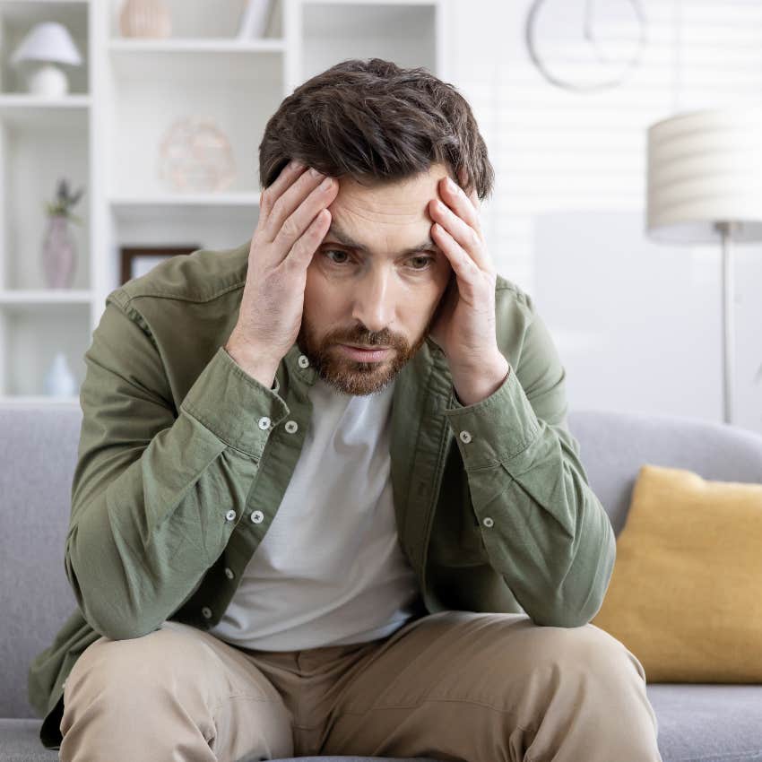 man with the unconscious behavior of feeling anxiety