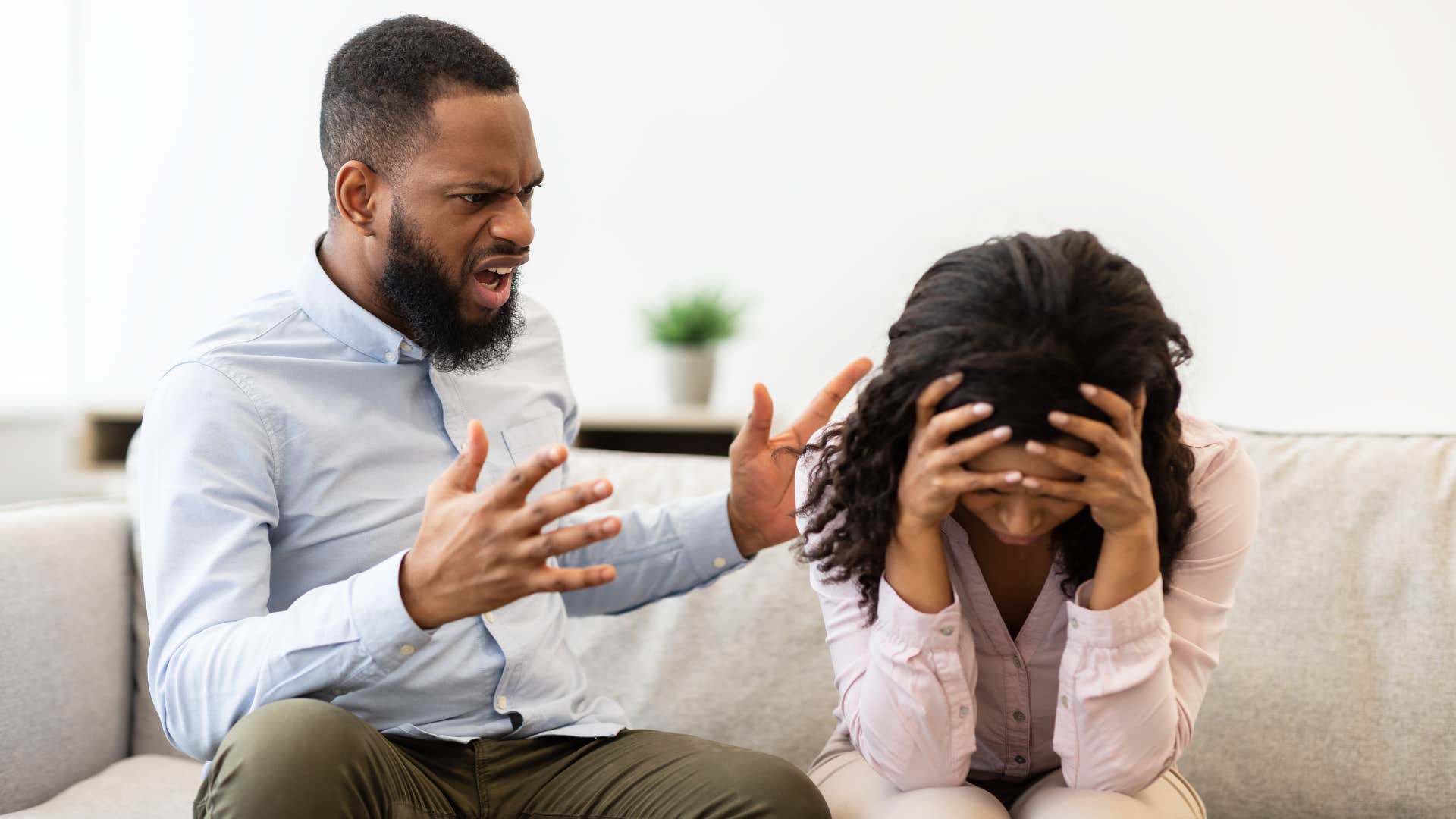 unhappy couple who can't get things right like one of you guilt trips the other