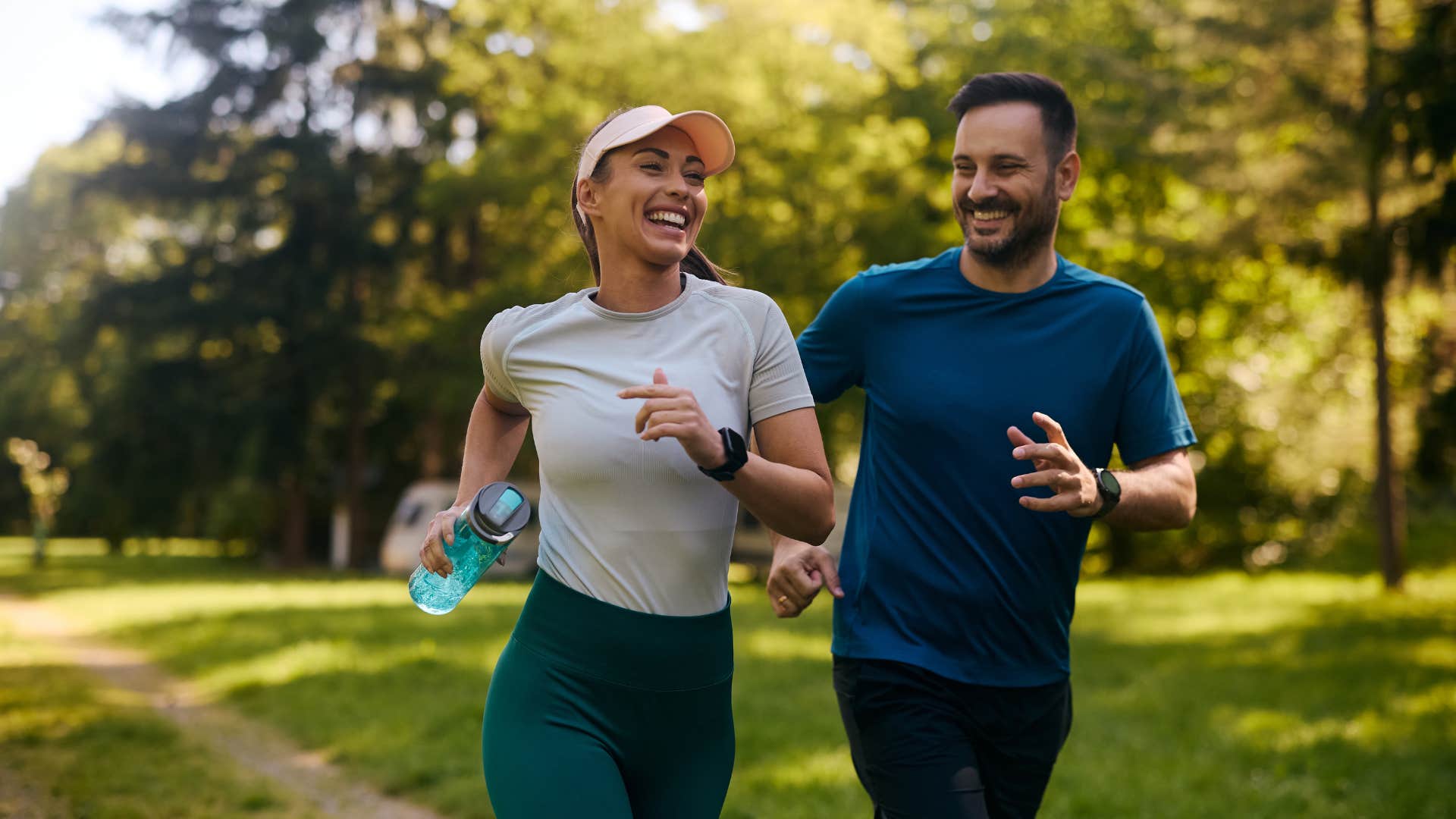 married couple leading a healthy life running