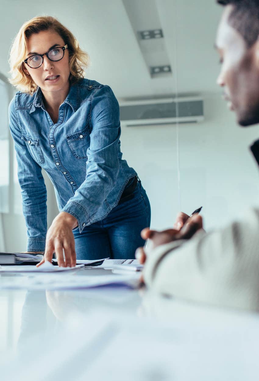 woman advocating for herself in a meeting