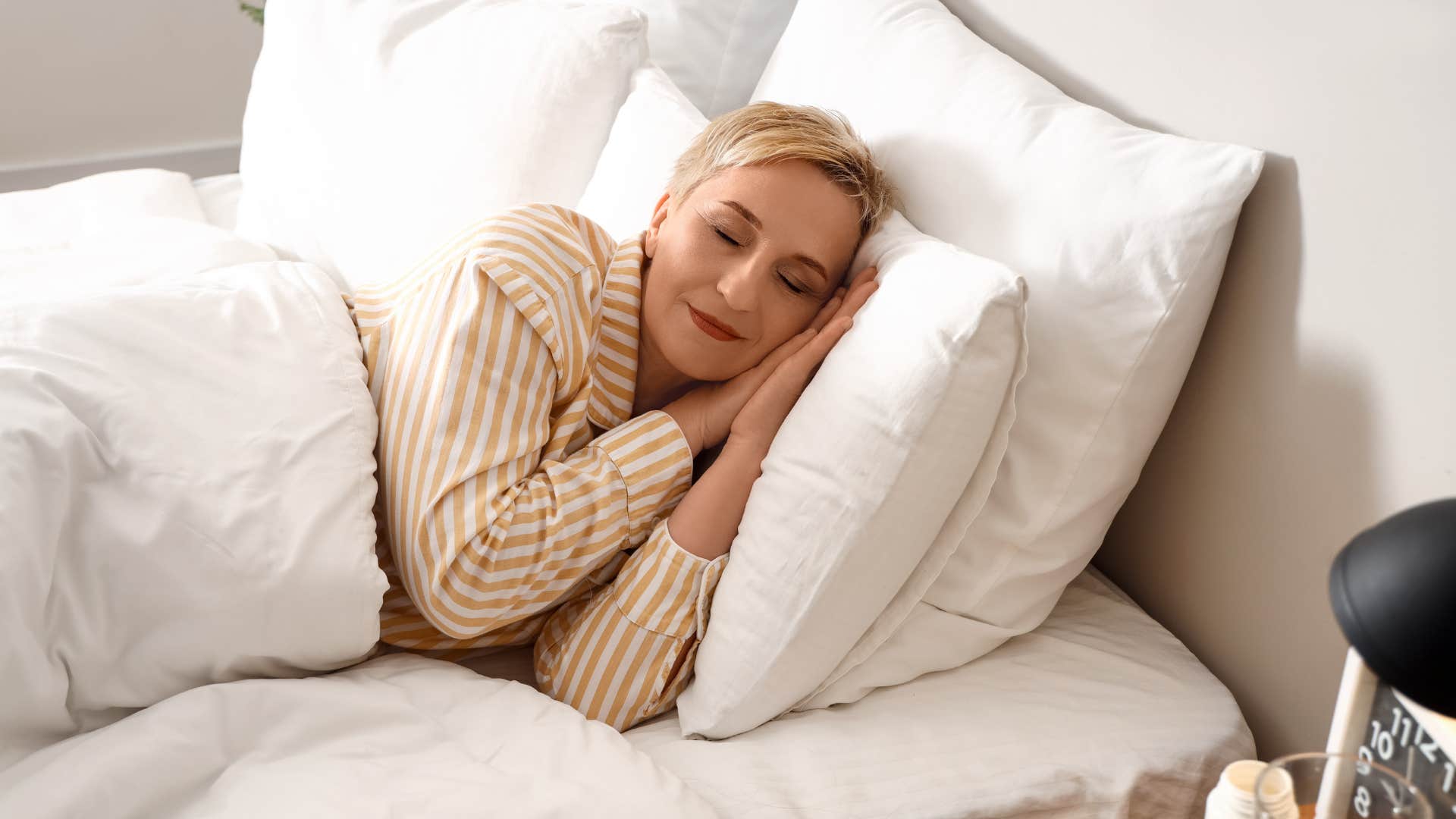 a woman gets a good nights sleep