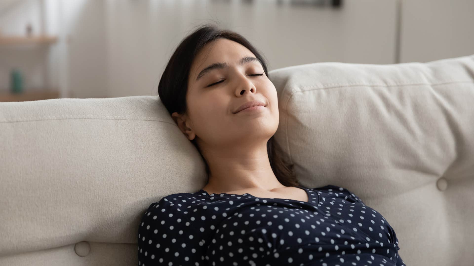 woman feeling calm