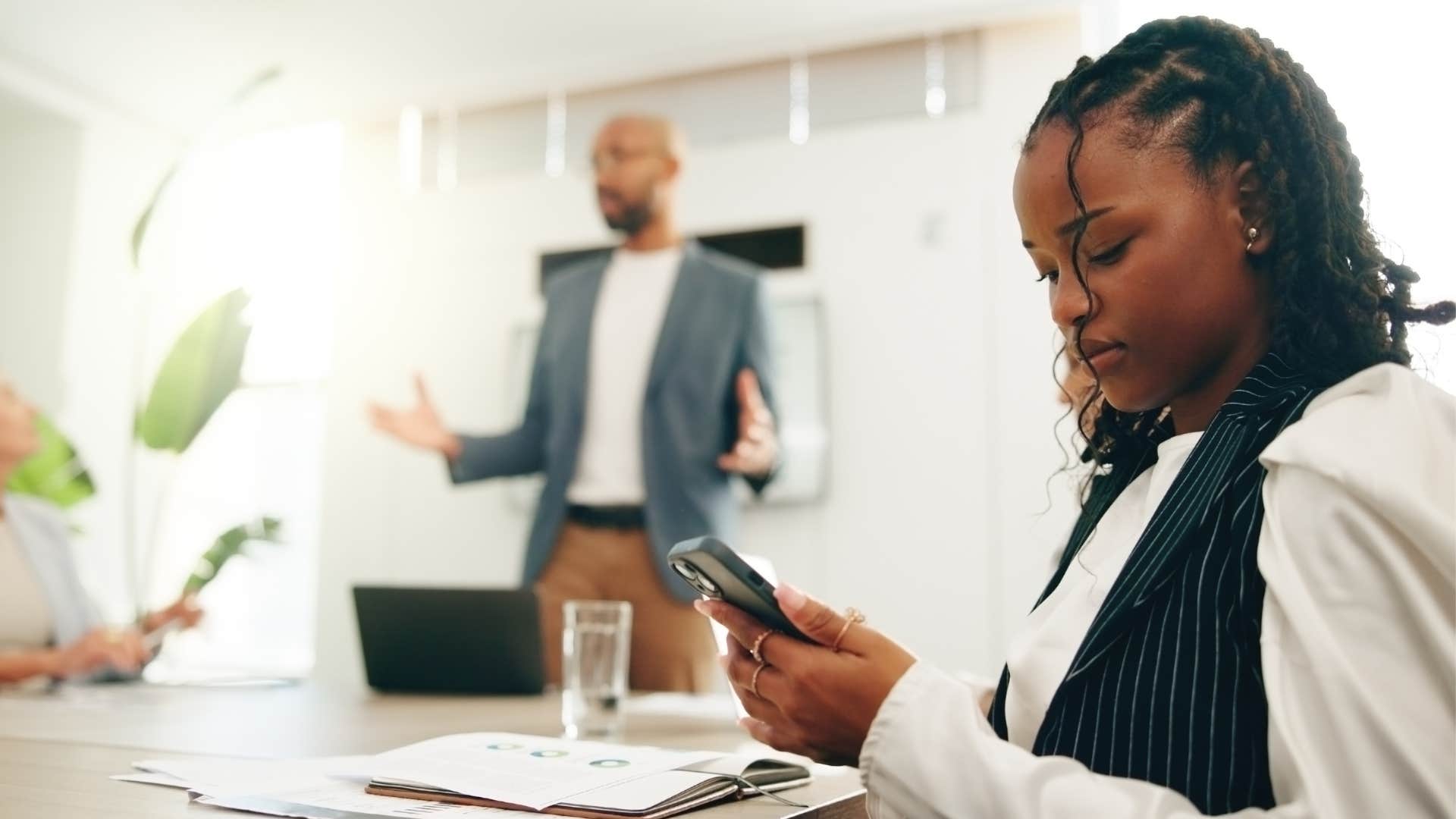 a woman ignores her friends in favor of her career