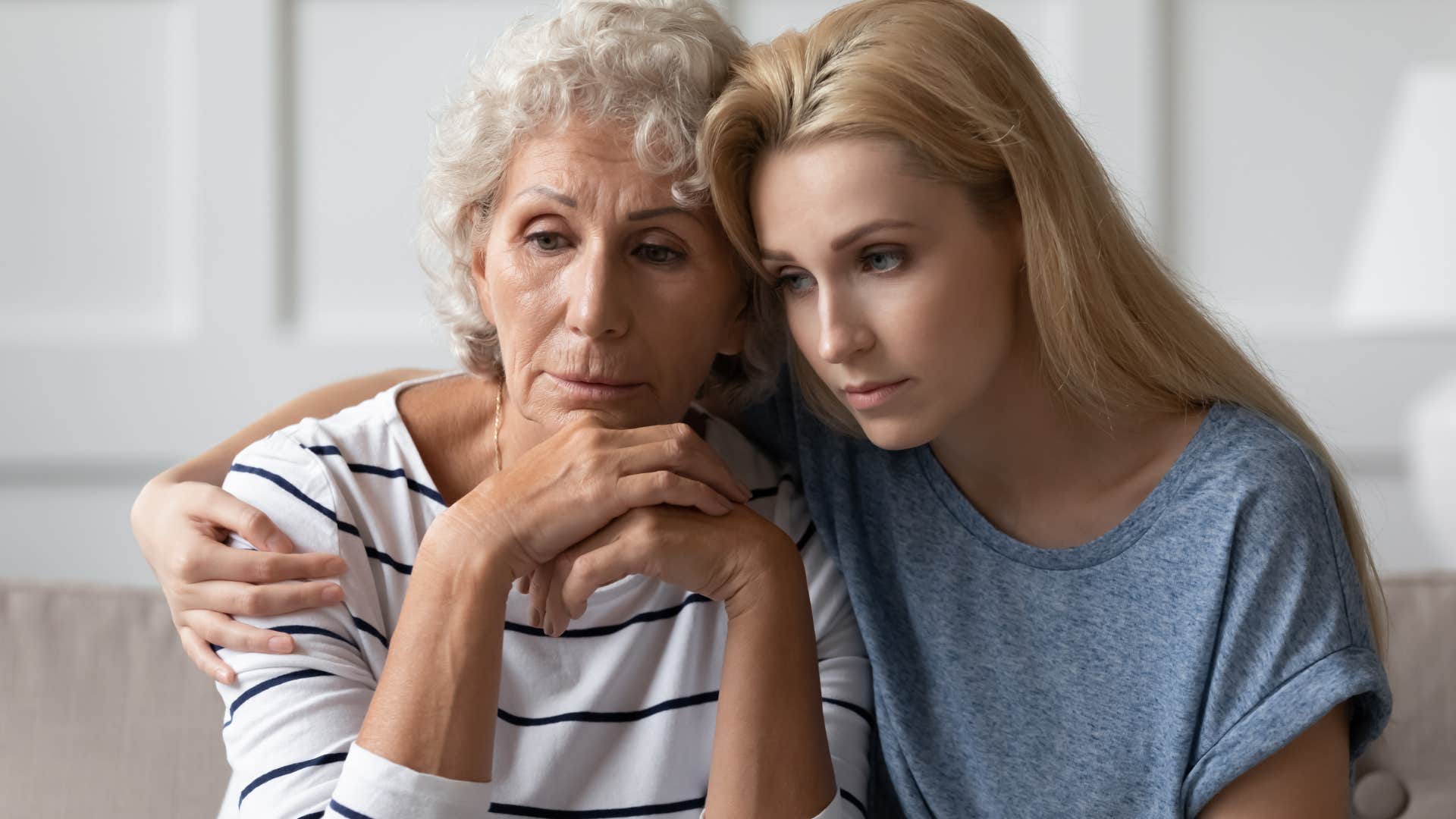 Woman saying "i'd rather be unhappy than alone" to her adult daughter.
