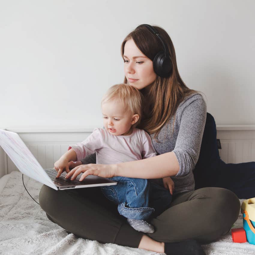 mom working from home