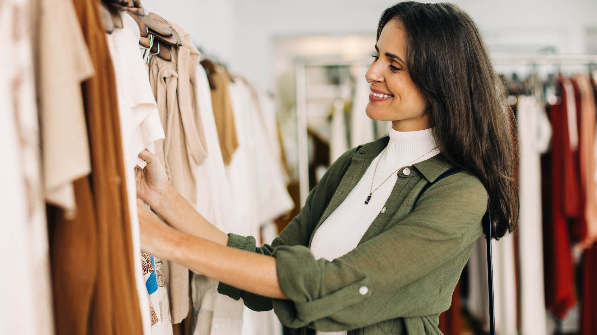 Woman going on seasonal shopping sprees.