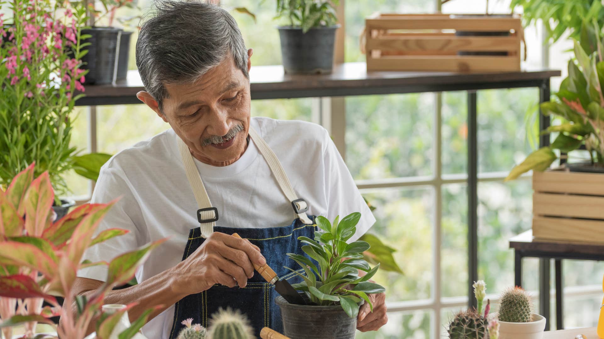 Man using free time for hobbies at home.