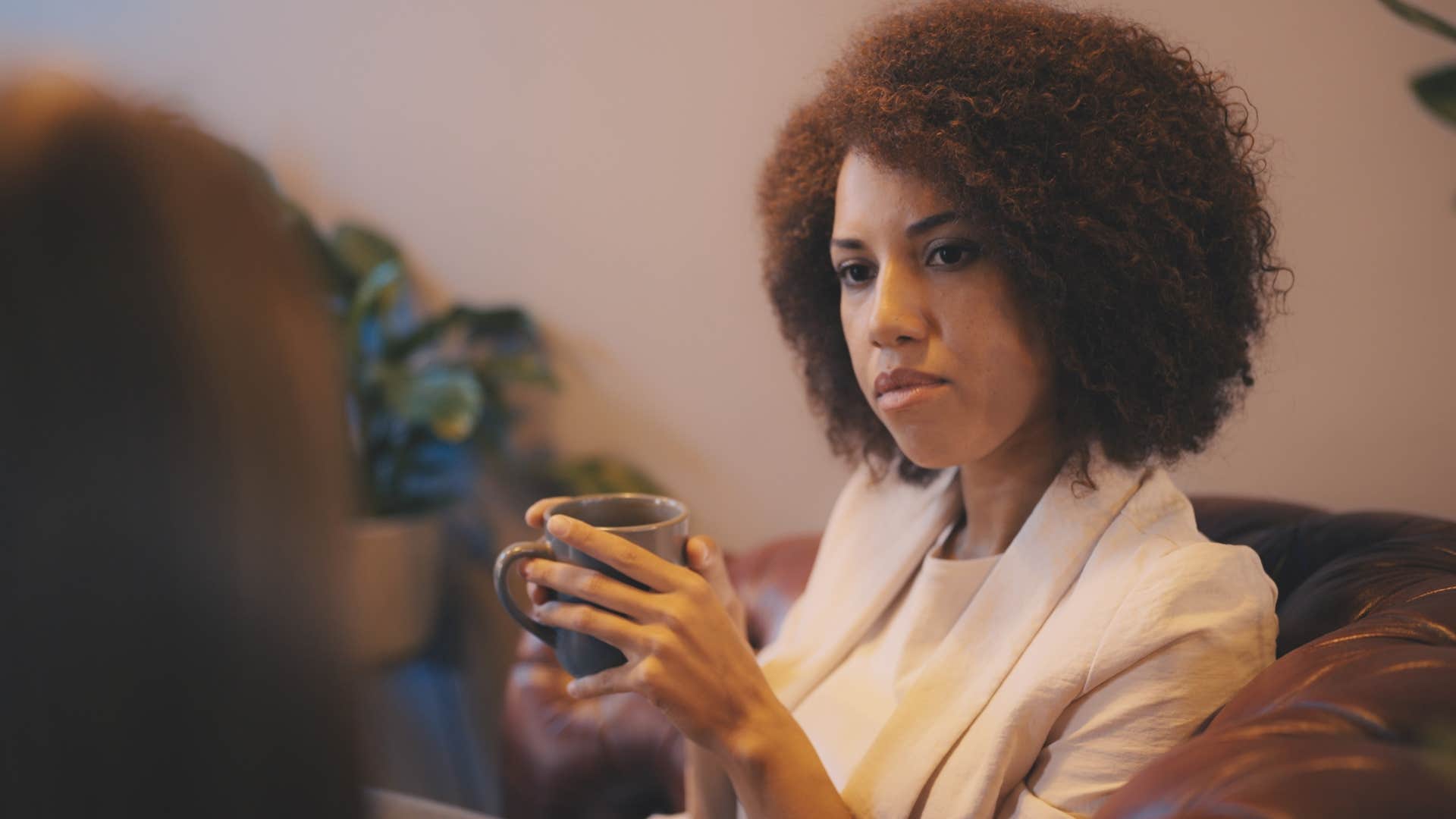 annoyed woman telling friend that's not fair