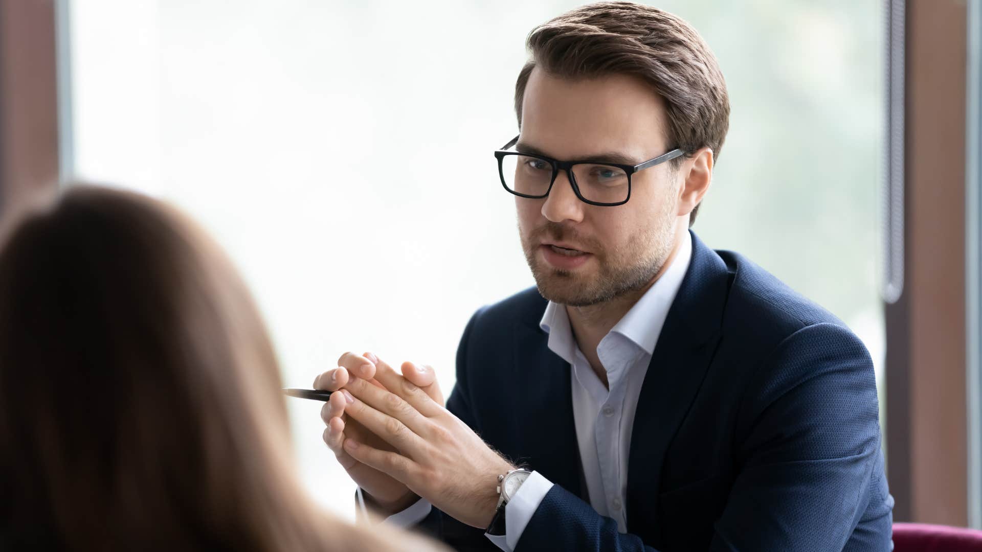 entitled man telling colleague this is a waste of time