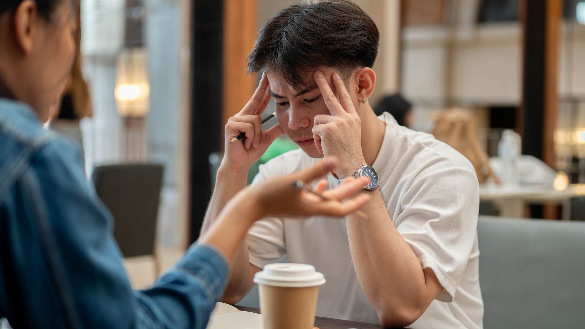 entitled man saying why are you making this so difficult to his friend