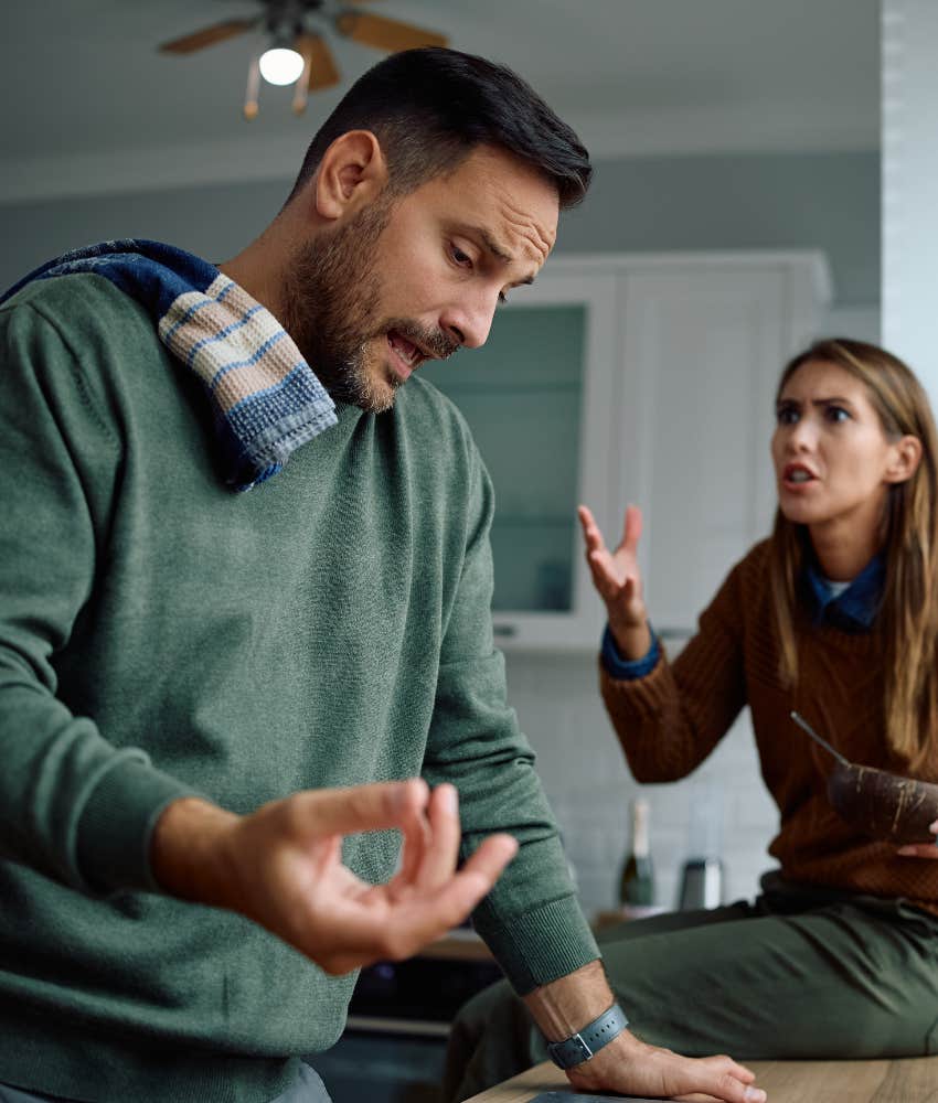 man starting argument