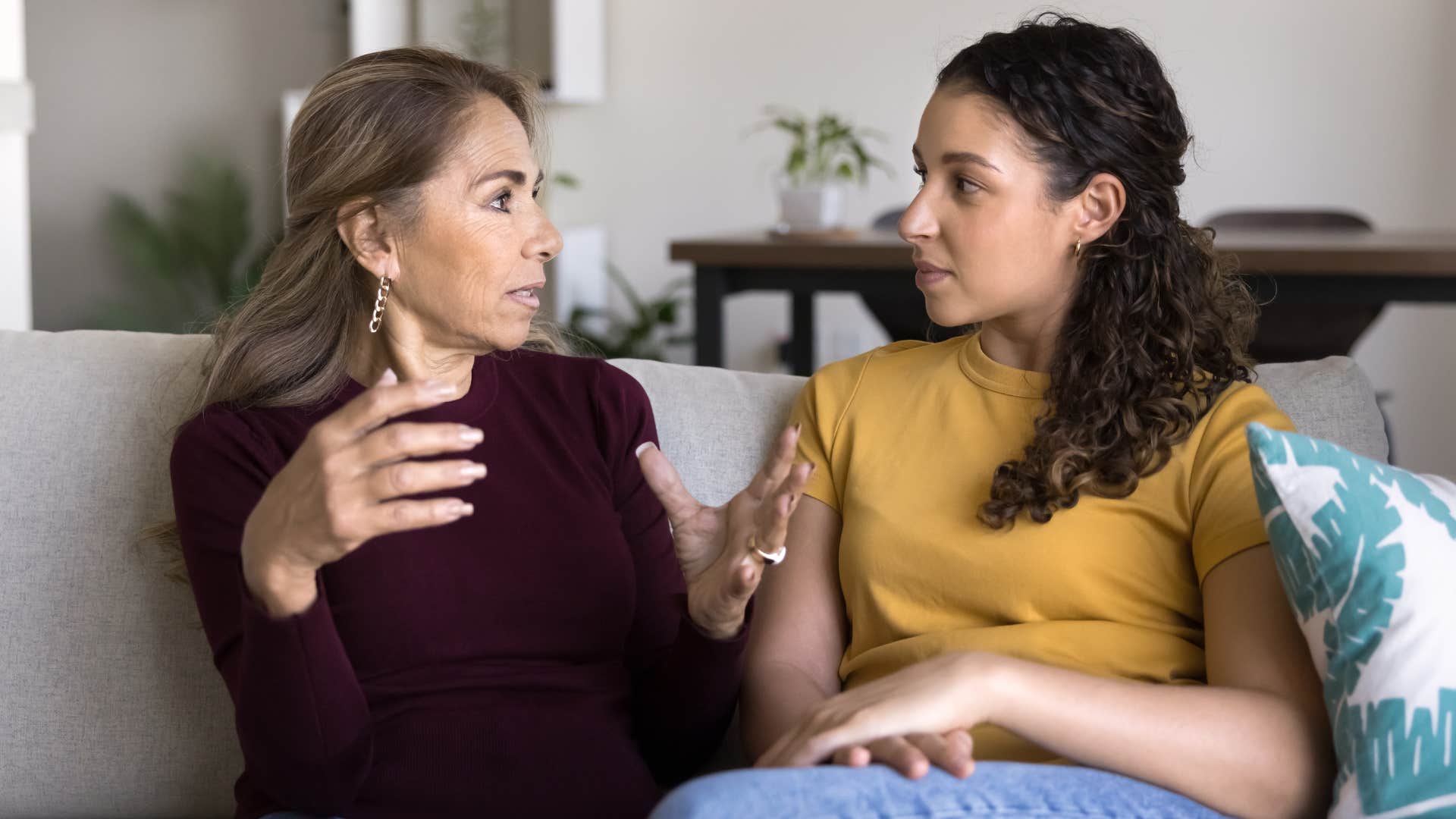 Woman talking about gender roles and new-age identity with her mother.