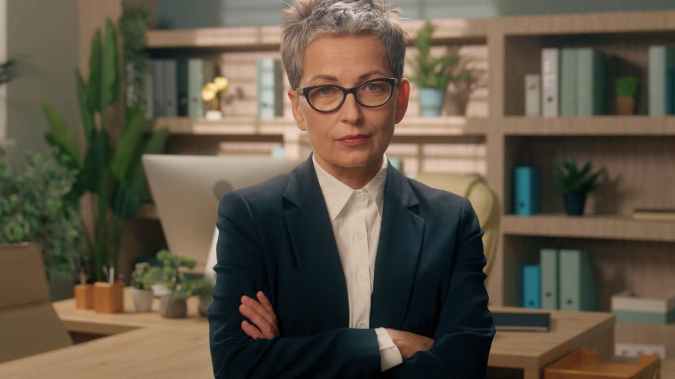 angry boss crossing her arms