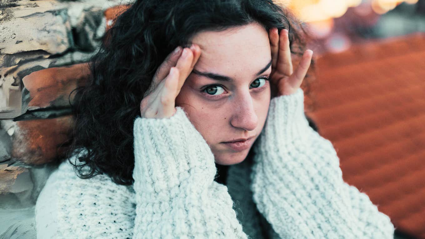Woman ruminating over and over. 