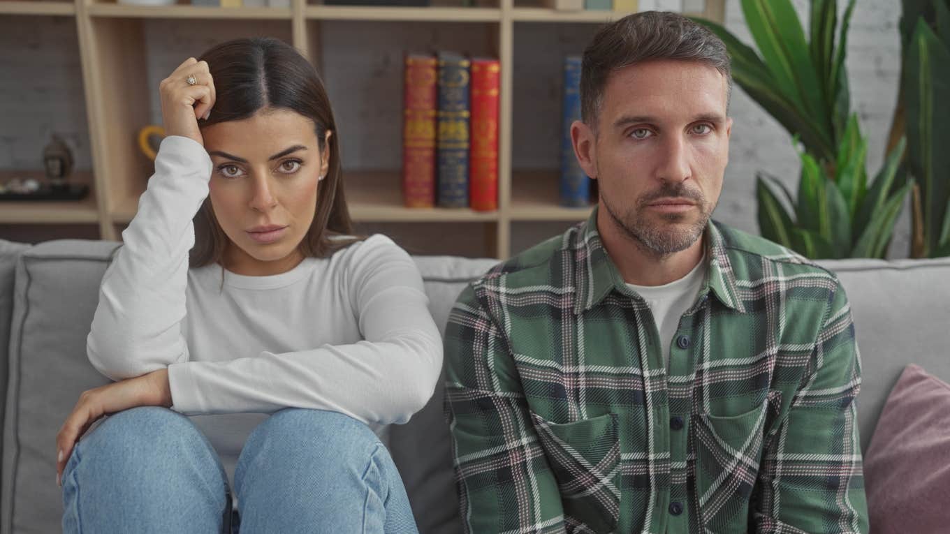 upset couple whose relationship is in trouble turned away from one another