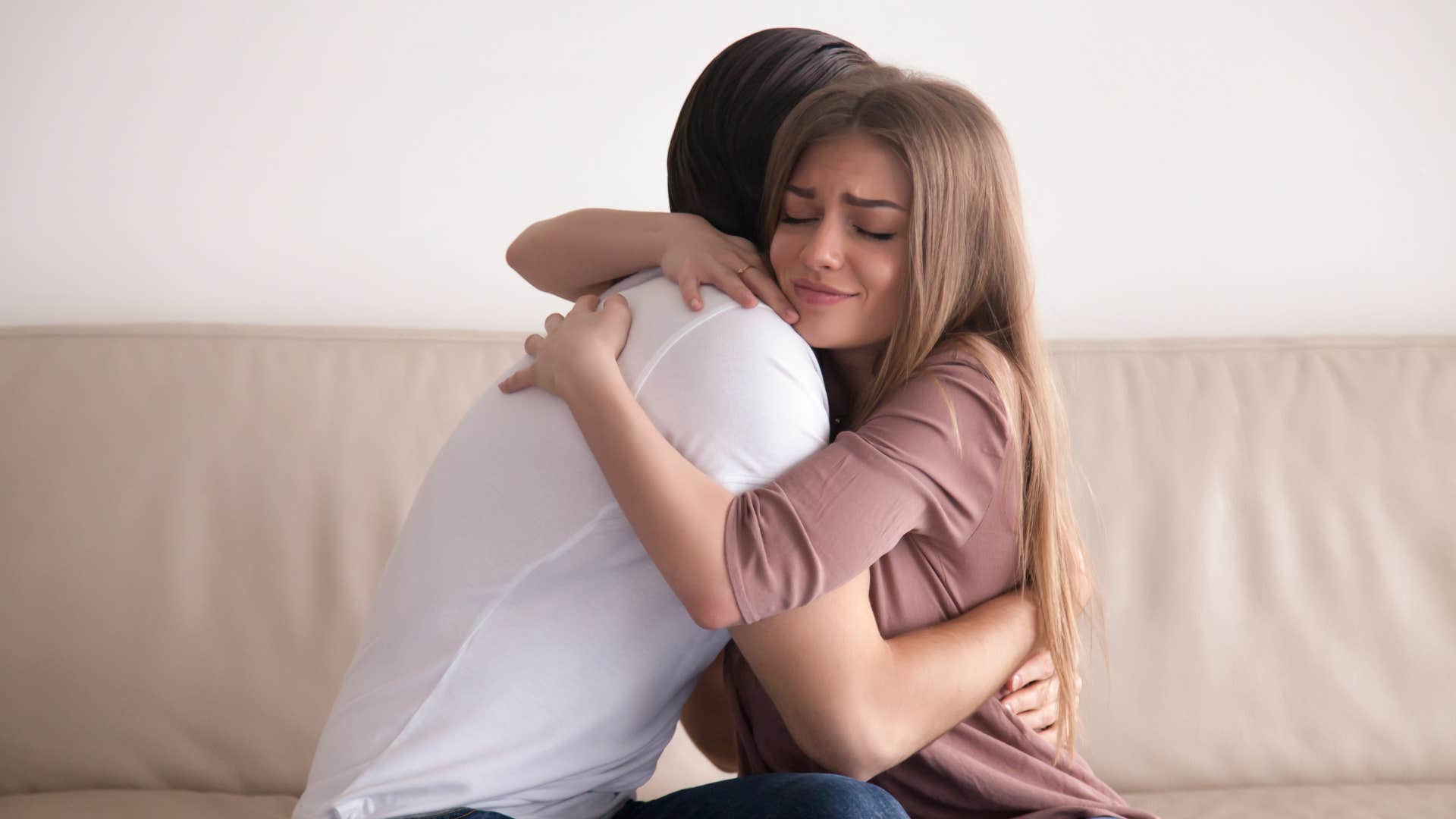woman crying husband creating safe space for her