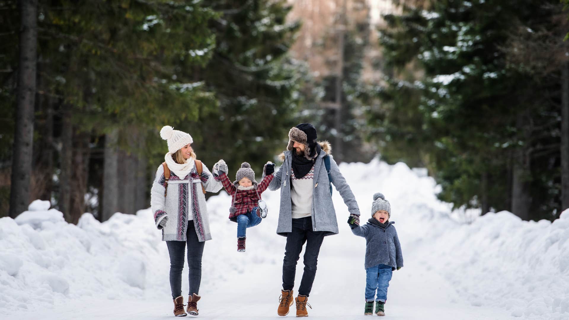 family keeping their spirit warm by seeing the beauty in the cold months