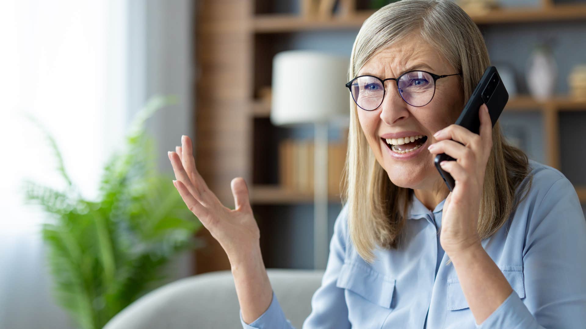 Woman who can make passive threats talking on the phone.