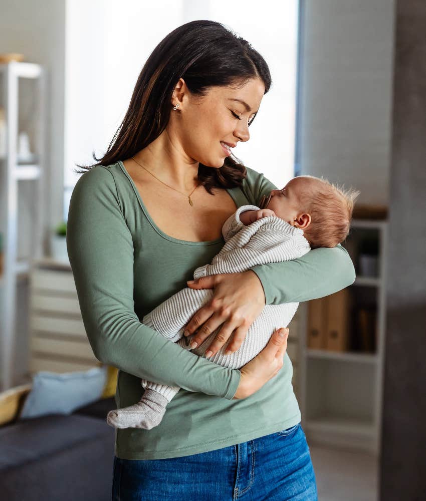 woman holding baby