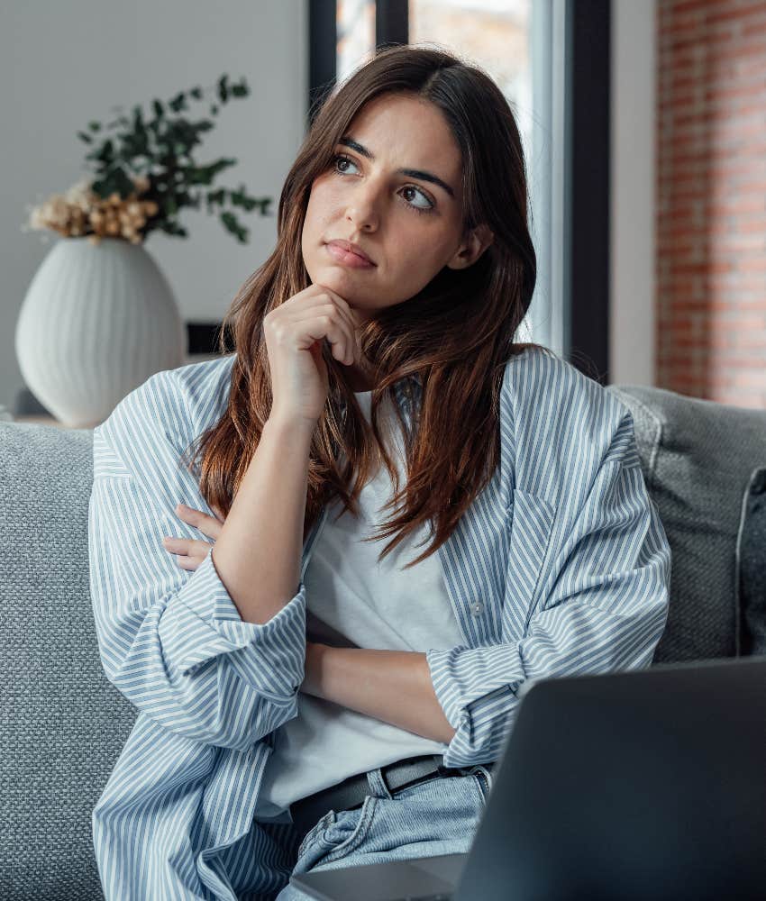woman thinking about her decisions